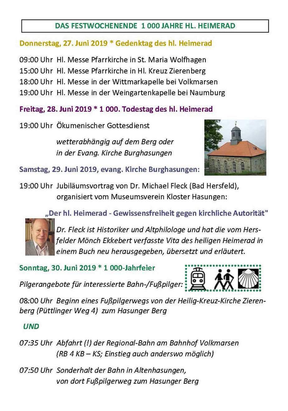Festwochenende 1000 Jahre Heiliger Heimerad